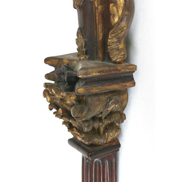 Gold Neoclassical Carved Giltwood Mirror With Corinthian Columns & Acanthus Leaves For Sale - Image 8 of 9