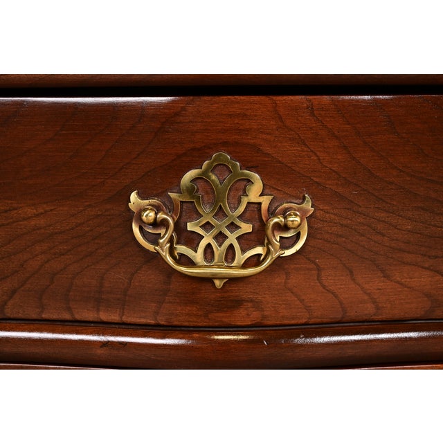 Brown Harden Furniture Georgian Solid Cherry Wood Three-Drawer Bedside Chests, Pair For Sale - Image 8 of 15