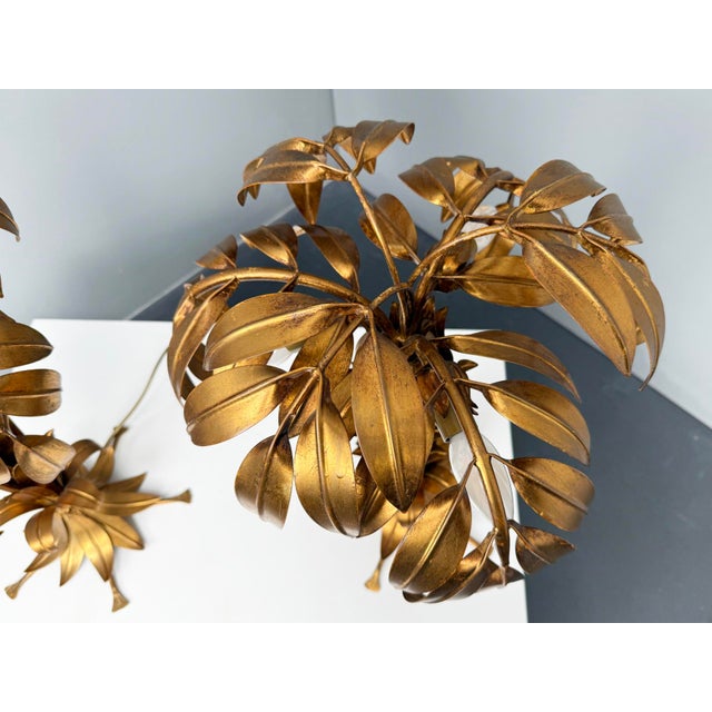 Gold Gold-Plated Palm Tree Table Lamps by Hans Kögl, Germany, 1970s, Set of 2 For Sale - Image 8 of 9