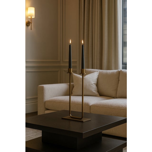 Not Yet Made - Made To Order Italian Two-Arm Gemini Candleholder in Bronzed Brass For Sale - Image 5 of 6