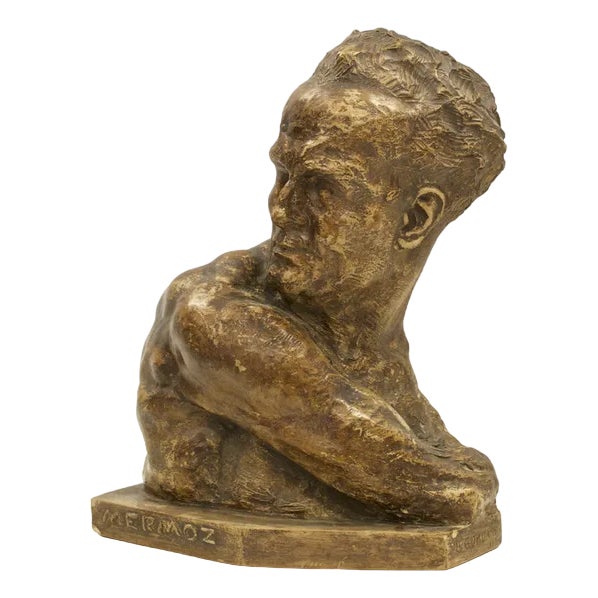 Bust of Jean Mermoz in Terracotta by Paul Gondard, 1938 For Sale