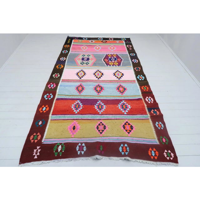 Vintage Turkish Kilim Rug For Sale - Image 4 of 13