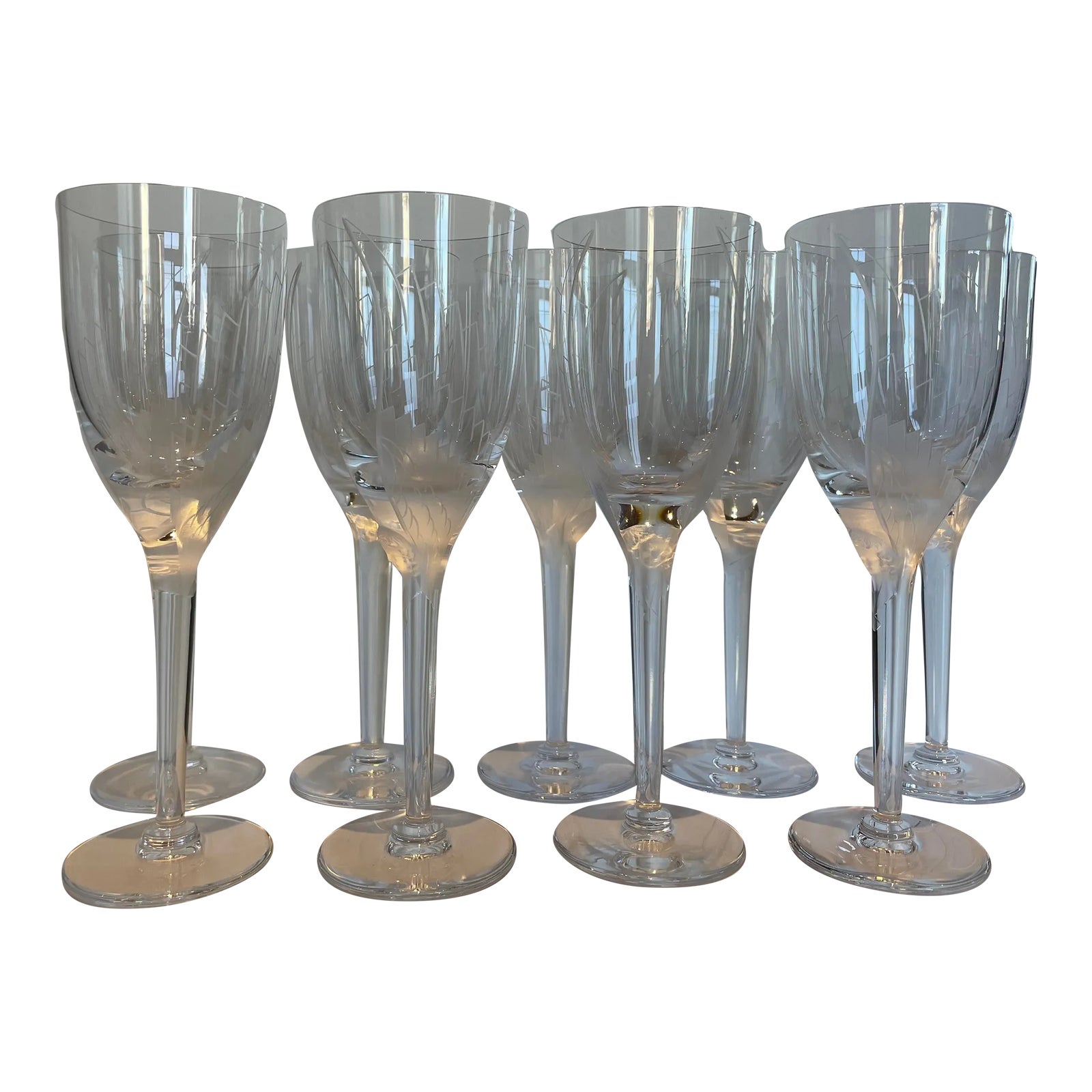 1950s Lalique Ange Champagne Flutes Set of 9 Chairish