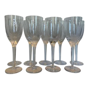 1950s Lalique Ange Champagne Flutes - Set of 9