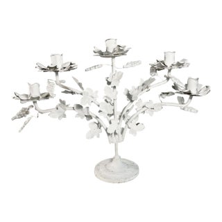 Vintage Tole Vine and Grape Motif Five Arm Candelabra For Sale