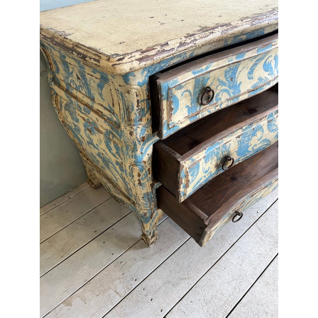 French Beautiful Pair of French Bedside Commodes With Blue and White Patina For Sale - Image 3 of 9