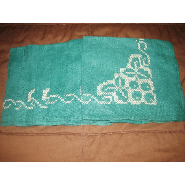 These 6 vintage linen cross-stitch napkins were hand-embroidered by my mother circa 1950s. They have never been used. 6...