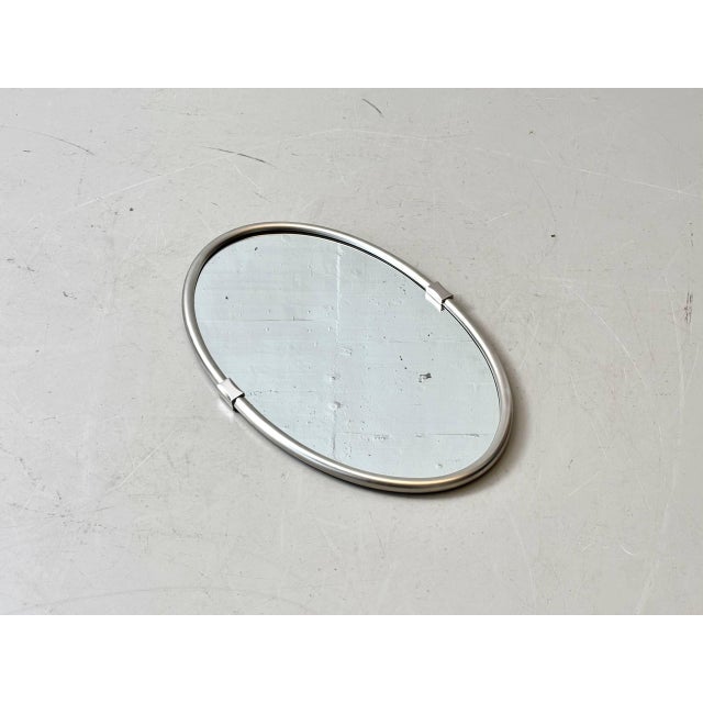 Oval Wall Mirror with Aluminum Frame, 1970s For Sale - Image 5 of 16