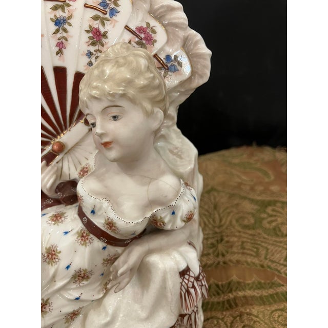 Exquisite Antique KPM Berlin Porcelain Figurine Lady With Fan & Cherub R. Moller For Sale - Image 16 of 17