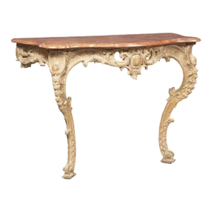 Rococo Style Faux Marble Top Wall Mount Console Table