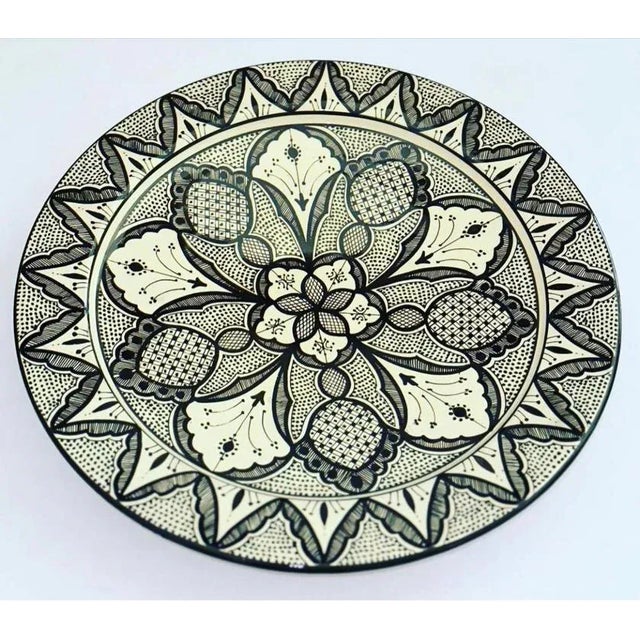 21st Century Black White Moroccan Porcelain Plate For Sale - Image 4 of 4