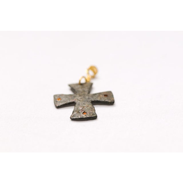15th Century & Earlier A Byzantine Bronze Cross with 21K Accents For Sale - Image 5 of 12