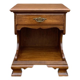 1960s Pennsylvania House Chippendale Solid Cherry Open Nightstand With Drawer For Sale