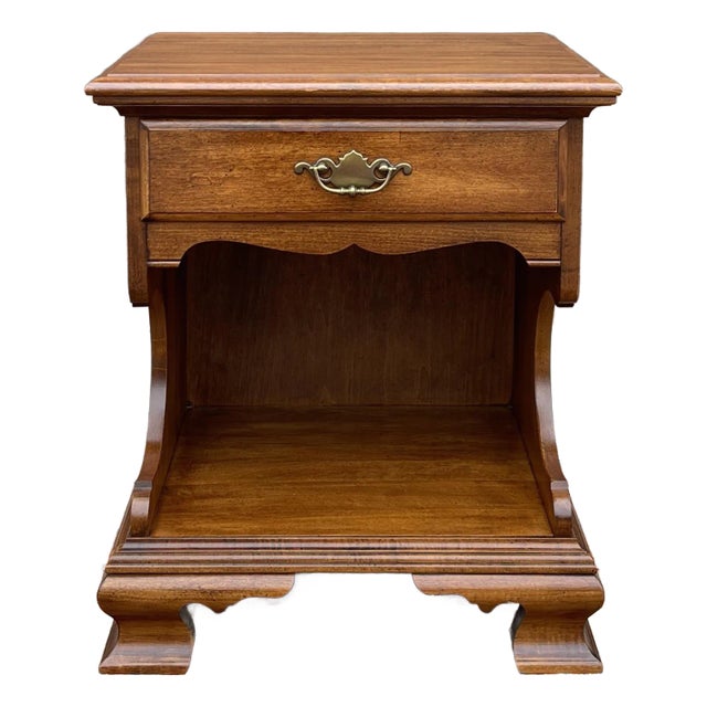 1960s Pennsylvania House Chippendale Solid Cherry Open Nightstand With Drawer For Sale