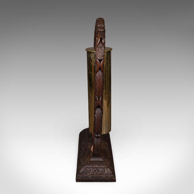 Large Vintage Alarm Gong, Oriental, Hardwood Chime Stand, Brass, Art Deco, 1930 For Sale - Image 6 of 12