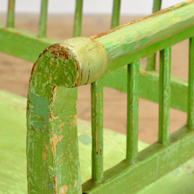Green Antique Hungarian Pine Bench with Storage, 1900s For Sale - Image 8 of 18
