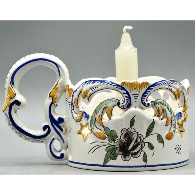 Charming vintage 'go to bed' French candle holder and candle. It has a pierced body and is hand painted in the traditional...