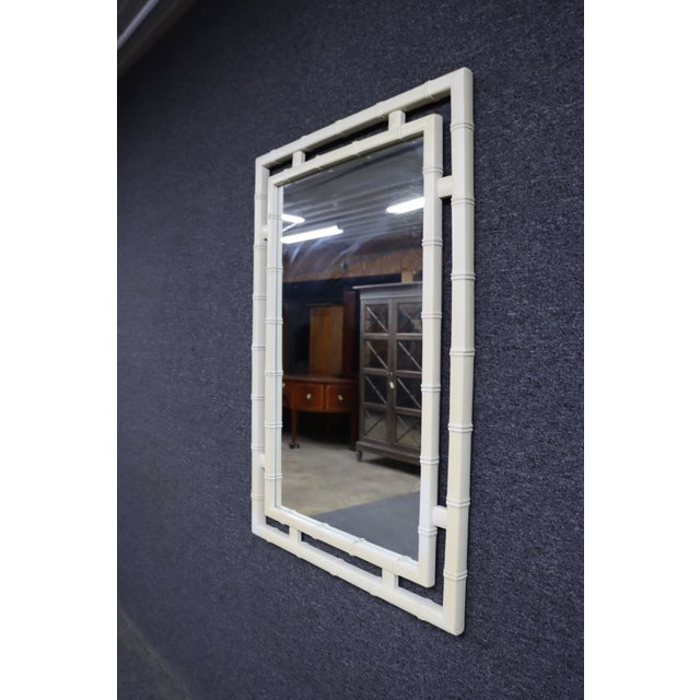 Drexel Attributed Hollywood Regency Faux Bamboo Wall Mirror For Sale - Image 4 of 10