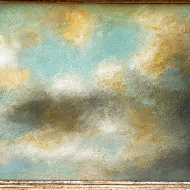 Contemporary Contemporay Plein Air Cloud Painting in Vintage Gold "Well" Frame For Sale - Image 3 of 6