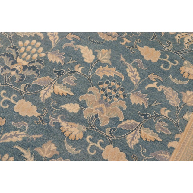 1990s Sunfaded Green/Tan Wool Rug - 8'3'' X 9'10'' For Sale - Image 5 of 10