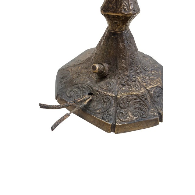 Pair of Ornate Bronze-Plated Spelter Table Lamp Bases — c.1920s For Sale - Image 6 of 9