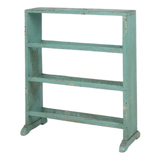 Small Industrial Mint-Colored Rack with 4 Shelves, Belgium, 1920s For Sale