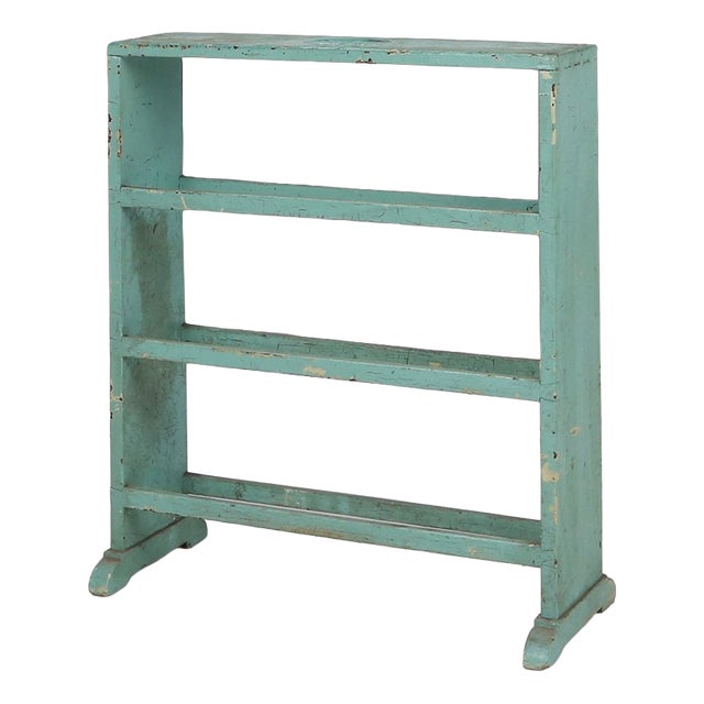 Small Industrial Mint-Colored Rack with 4 Shelves, Belgium, 1920s For Sale