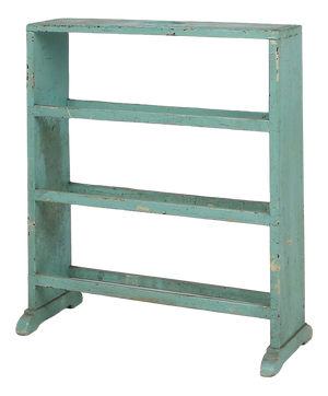 Small Industrial Mint-Colored Rack with 4 Shelves, Belgium, 1920s