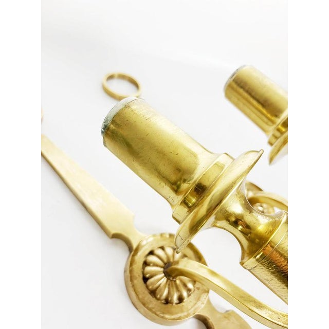 Neoclassical Style Brass Wall Sconces, France, 1960s, Set of 2 For Sale - Image 6 of 12