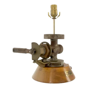 Queen Elisabeth Ships Valve Walnut Base Table Lamp Conversion