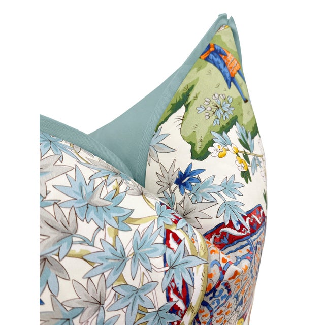 Brunschwig & Fils Brunschwig & Fils Lodi Garden in Ivory with Spa Blue Butterfly Flange 22" Pillows - a Pair For Sale - Image 4 of 4