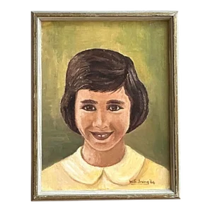 Vintage Boho Original Oil Portrait on Board