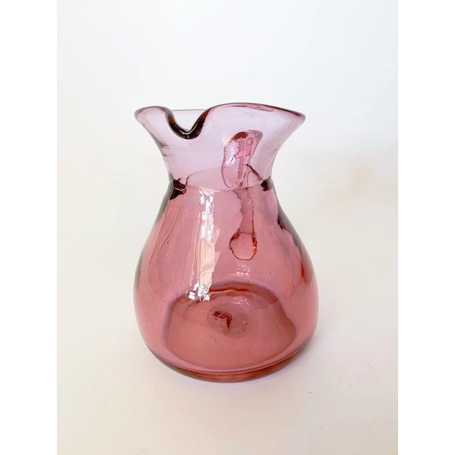 Murano 1970s Chet Cole Signed Amethyst Blown Art Glass Pitcher For Sale - Image 4 of 11