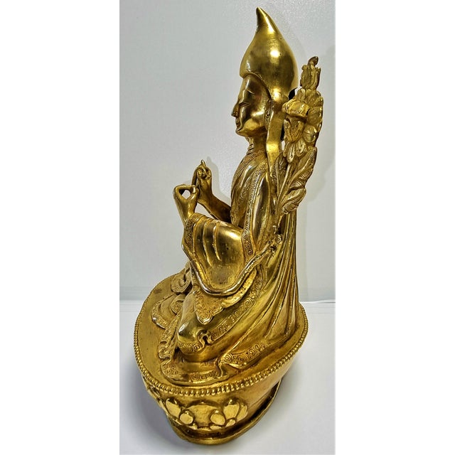 Gilded Seated Buddha on Stylized Lotus Base For Sale - Image 14 of 18