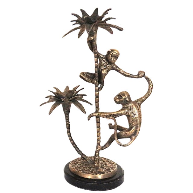 FREE SHIPPING ANYWHERE IN THE CONTINENTAL US! This is a set of vintage Maitland Smith bronze candelabra featuring playful...
