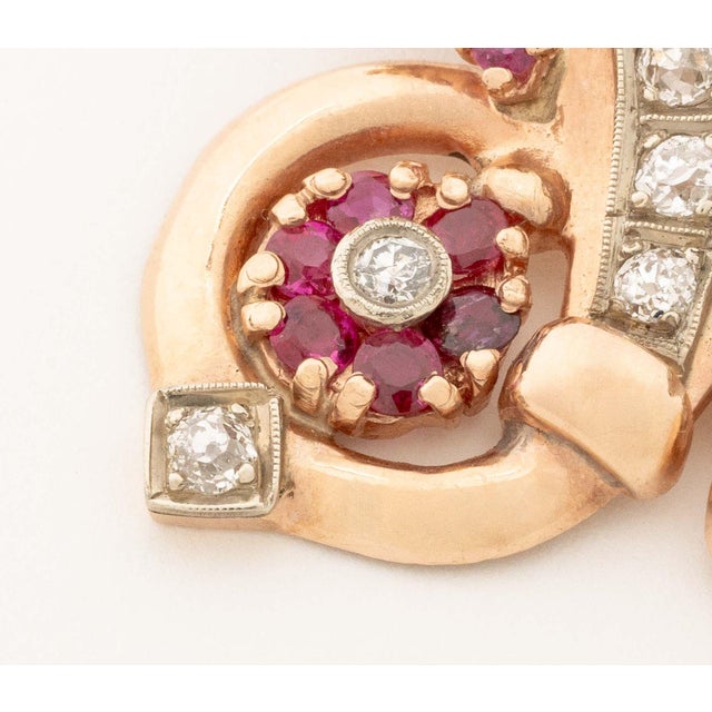 Vintage Rose Gold, Diamond, and Ruby Pendant For Sale In New York - Image 6 of 8