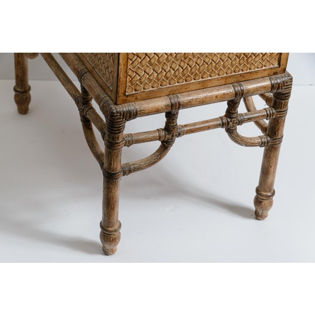 Vintage Faux Bamboo Trunk on Stand With Compartment For Sale - Image 15 of 17