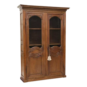 Antique French Provencal Oak Bookcase Cabinet