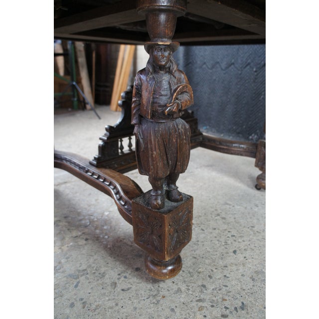Antique French Breton Brittany Maritime Figural Carved Chestnut Dining Table For Sale - Image 12 of 16