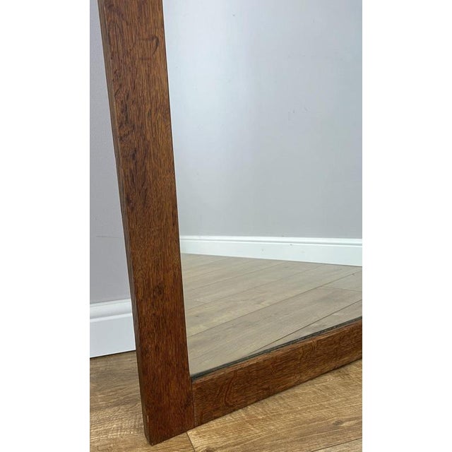 Brown Antique French Mirror with Oak Frame For Sale - Image 8 of 10