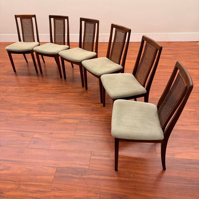 Wood G-Plan Cane Back Dining Chairs Set of 6 For Sale - Image 7 of 12