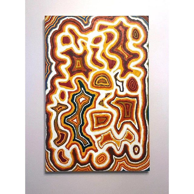 Red Australian Aboriginal Painting "Piari" by Ningie Nangala For Sale - Image 8 of 13