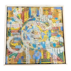 Contemporary Original Stephen Heigh Abstract Painting & Collage “City Circle”
