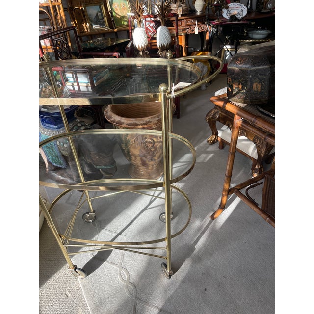 Century Italian Brass 3 Tier Bar Cart, With Glass Shelves, 1970s For Sale - Image 16 of 16