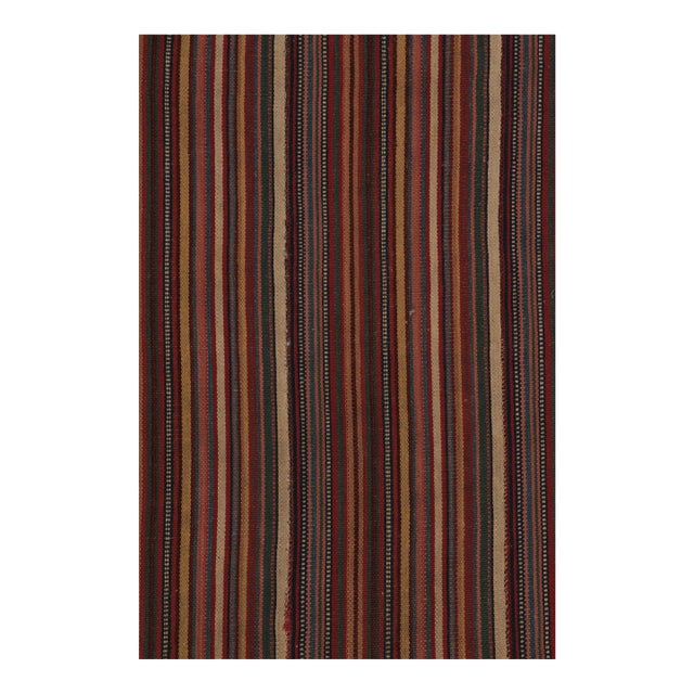 Rug & Kilim’s Contemporary Square Flatweave Rug With Variegated Stripes For Sale