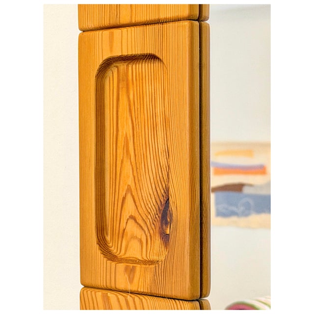 Brown Brutalist Scandinavian Pine Mirror, 1960s For Sale - Image 8 of 11