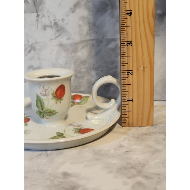 Vintage Bernardaud Limoges Candle Holder France Fraisiere Strawberry Garden HTF For Sale - Image 10 of 11