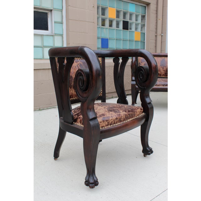 Empire Mahogany Ball Claw Rolled Arm Chair For Sale In Detroit - Image 6 of 6