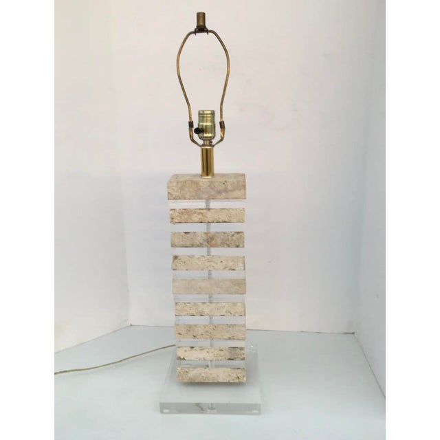 Karl Springer 1970s Lucite and Fossilized Lamp For Sale - Image 4 of 4