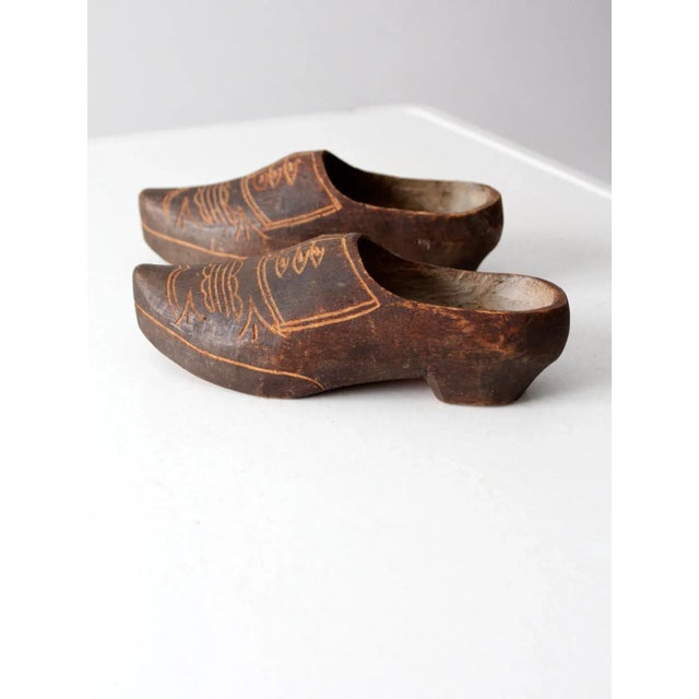 Antique Carved Wooden Clogs Pair For Sale - Image 6 of 9